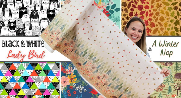 New Fabric Video #82: Black & White, Lady Bird, and A Winter Nap!