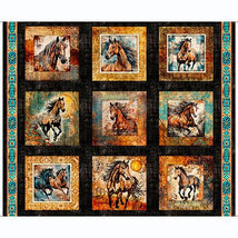 Born To Run - 36" Wild Horse Picture Patches Panel Black 2600-31475-J