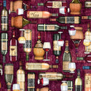Cork & Barrel - Wine Bottle and Glasses BURGUNDY 31172-M