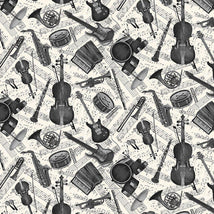 Grey Instruments & Music Notes-Cream MUSIC-CD3093-CREAM
