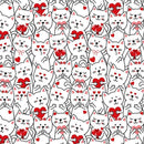 Smitten Kitten - Packed Cats with Hearts GAIL-CD3834-WHITE