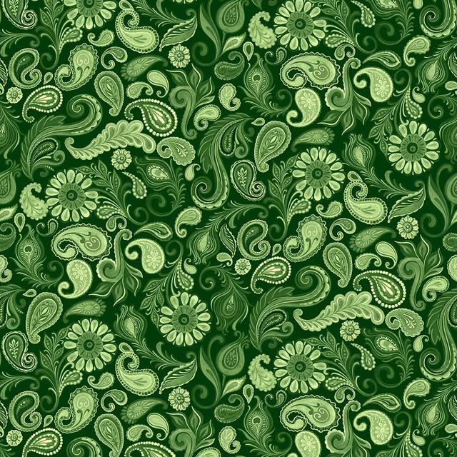 Wild Garden-Paisley Green W100-008-606 – The Sewing Studio Fabric