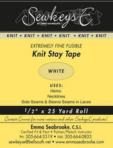 1/2 Inch Fusible Knit Stay Tape - White