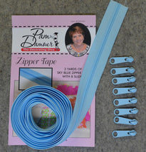3 yds Reversible Coil Zipper Tape w/8 Slides-Sky Blue ENR-SKY