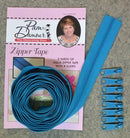 3 yds Reversible Coil Zipper Tape w/8 Slides-Aqua ENR-AQ
