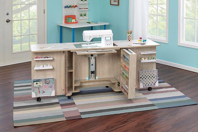 Quilters Vision (Cabinet and Caddie Set) Sewing Cabinet Gray Oak -  Tailormade Q-G001
