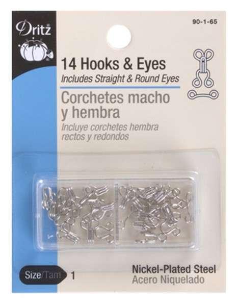 Nickel Metal Hook and Eye Closure - 0.625 X 1.5 - Hook & Eyes, Hook And Eye  