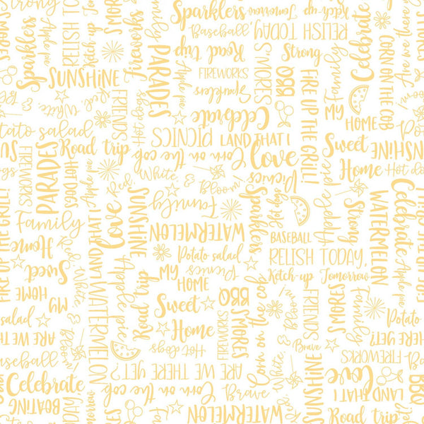 Kimberbell Red, White & Bloom- Wordy Words Yellow 9907M-S