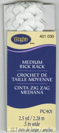Wrights Medium Rickrack 1/2X2-1/2yd (White)