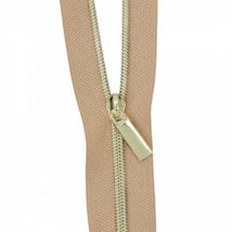 Natural #3 Nylon Gold Coil Zippers: 3 Yards with 9 Pulls ZBY3C27