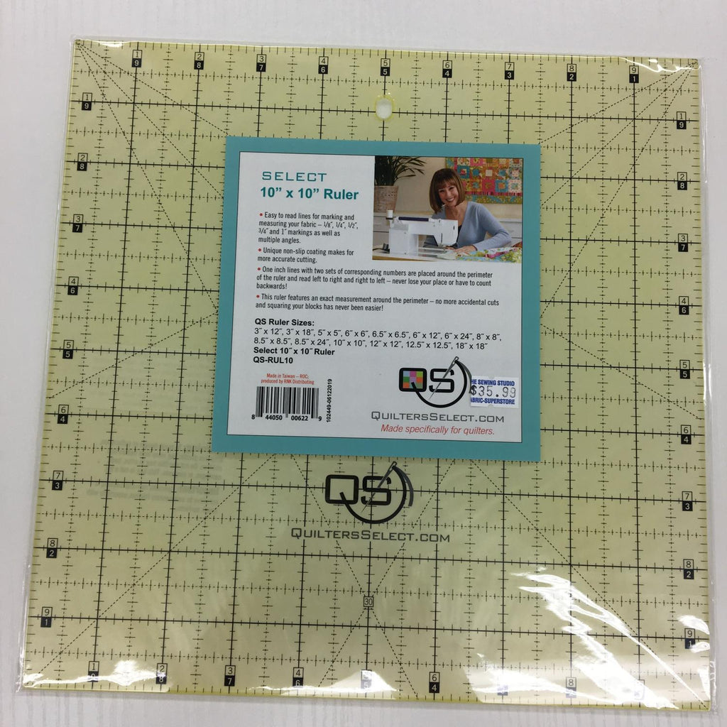 10 x 10 Ruler- Quilters Select Non-Slip 10 x 10 Ruler for Quilters