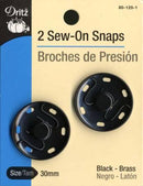 Snap Sew-On Large 1-1/4in Black 2ct 80-125-1