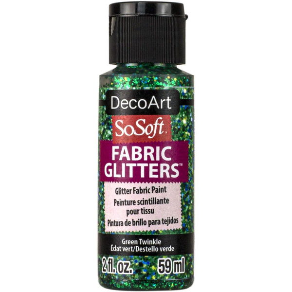 SoSoft Fabric Glitters Acrylic Paint 2oz Green Twinkle DSSFG2OZ-10