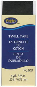 Twill Tape 1/4in Black 117300031