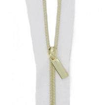 White #3 Nylon Gold Coil Zippers: 3 Yards with 9 Pulls ZBY3C2