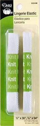 White Lingerie Elastic 1/2in x 30in 3/8in x 54in - 9324W