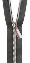 Zippers By The Yard Black Tape 3 yds #5 nylon coil & 9 gunmetal black pulls