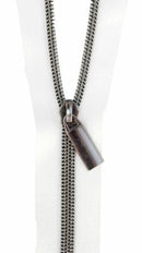 Zippers By The Yard White Tape Gunmetal pulls
