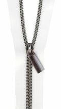 Zippers By The Yard White Tape Gunmetal pulls
