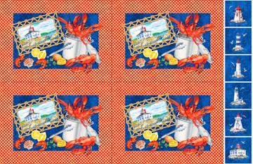 Atlantic Coast Canvas-27 1/2"Placemats Panel Dk Blue Multi C28012-47