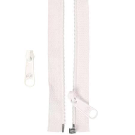 50in Separating Zipper and Extra Slide White ZIP50-100