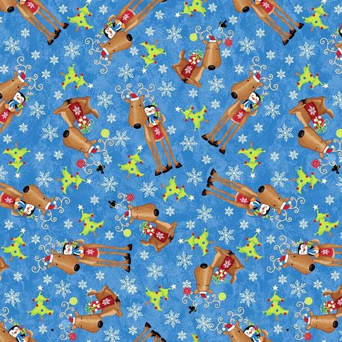 A Jolly Good Time-Tossed Reindeers Blue 7857-17