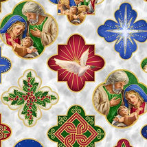 A Star Above-Nativity Medallions Lt Gray 2600-32039-K