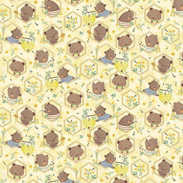 Bears On Honeycomb-Beige KIDZ-CD3488-BEIGE