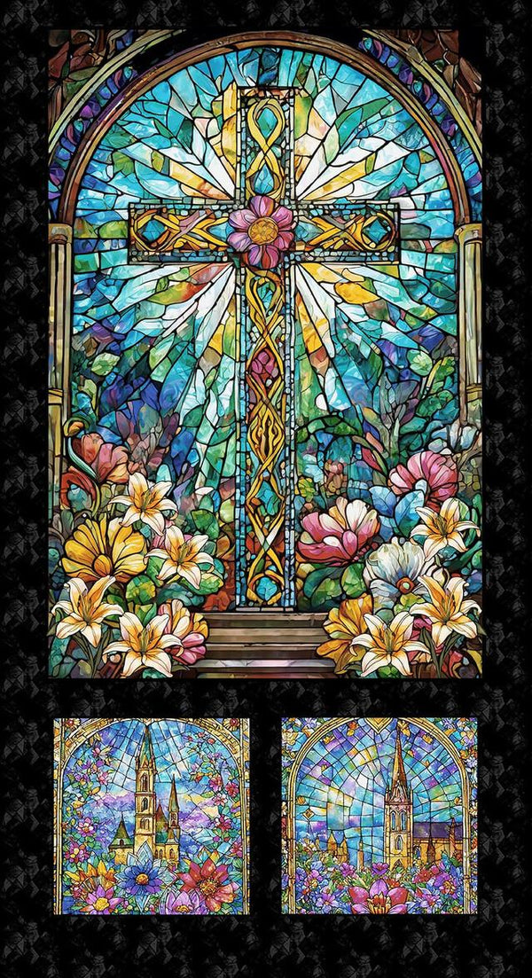 Faith In Full Color-24" Window Panel Turquoise/Black 2186P-79