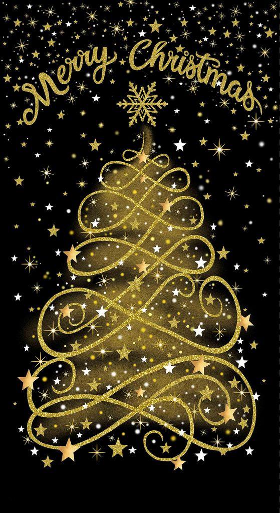 Merry Christmas 24" Panel - Metallic/Black PANEL-CM3620