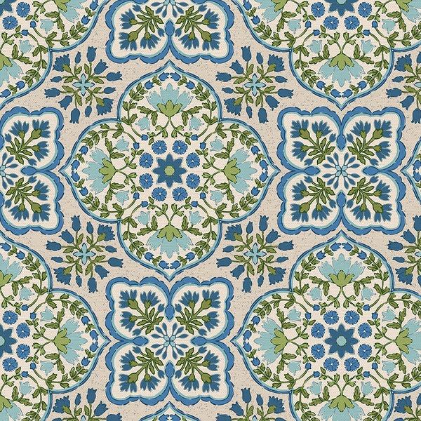 Blockprint Chic-Beige/Blue 12025915