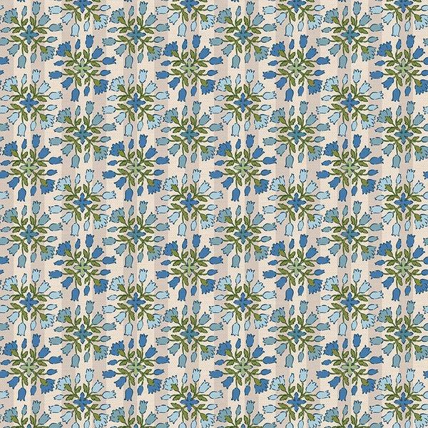 Blockprint Chic-Floral Stripe Beige/Blue 12025931