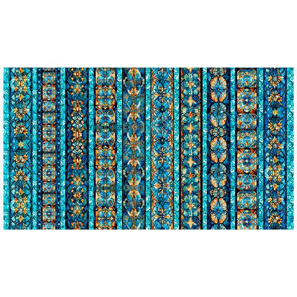 Bohemian Sunrise - Celestial Decorative Stripe - Turquoise 2600-31089-Q