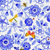 Buzzing Around The Garden-Flower Frenzy White 24147-WHT