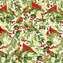 Cardinal On Branches-Cream HOLIDAY-CM2055-CREAM