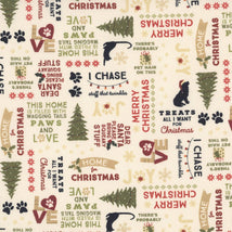 Christmas Tails-Words Light Cream Y4805-2