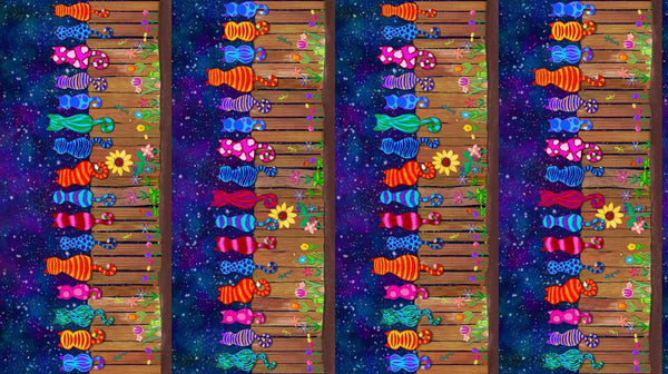 Colorful Cats On A Fence NICK-CD1486-MULTI
