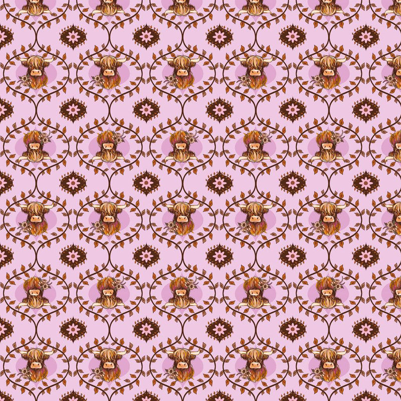 Coneflower Corral-Highland Cows Light Eggplant Y4559-44