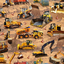 Keep On Truckin' - Construction Site Vehicles Tossed-Brown MICHAEL-CD3737-BROWN