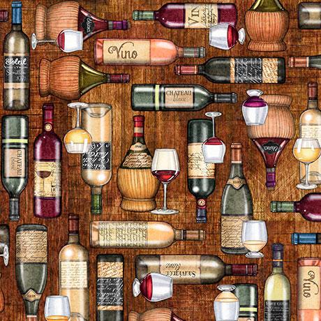 Cork & Barrel - Wine Bottle and Glasses BROWN 31172-A