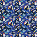Cosmic Countdown-Racing Rockets Midnight Blue 3642-77