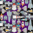 Cosmic Countdown-Spaceships Charcoal 3644-90
