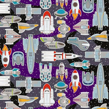 Cosmic Countdown-Spaceships Charcoal 3644-90