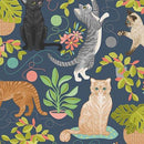 Curious Kittycats-Cats & Plants Dark Blue 2600-31870-B