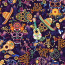 Day Of The Dead-Skulls & Guitars Purple OA598631-PURPLE