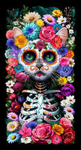 Day Of The Dead 24" Cat Panel-Black PANEL-CD3600-BLACK