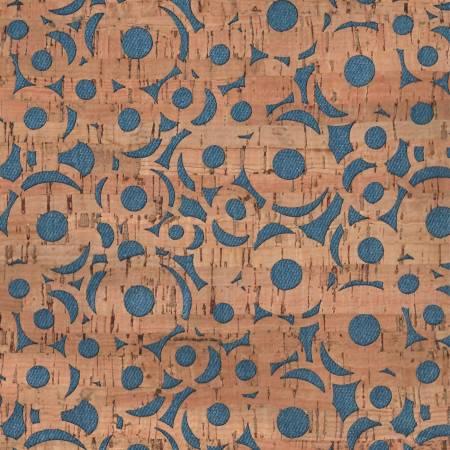 Denim Canvas Backed Cheery O's Pro Cork 1/2 yard HCFDCHE