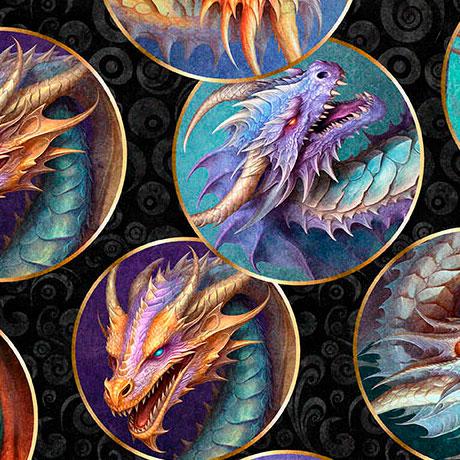 Dragon's Song - Dragon Heads Charcoal 2600-31153-J