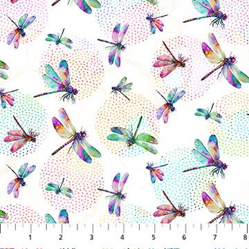 Dragonfly Dance-Dragonflies White Multi DP27504-10