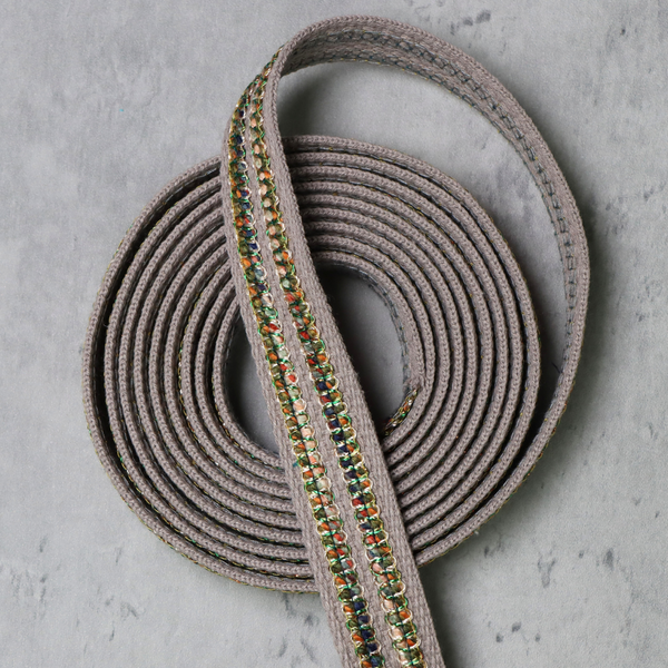 Embellished Webbing (3 yards) - Grey